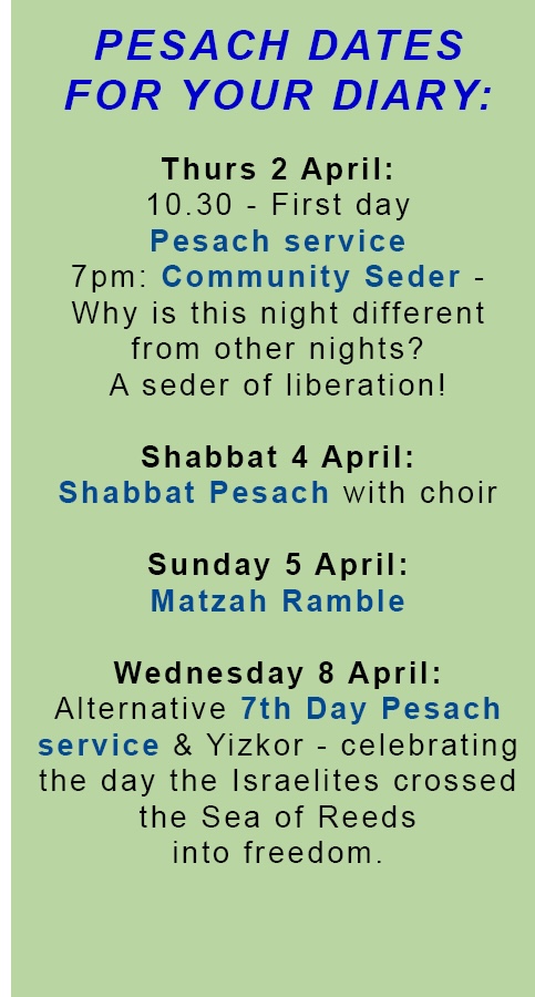 Pesach dates for your diary