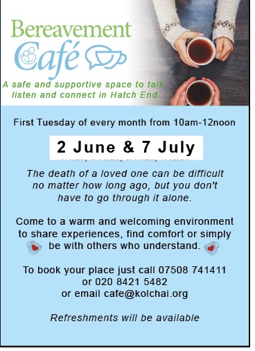 Bereavement cafe june and july dates